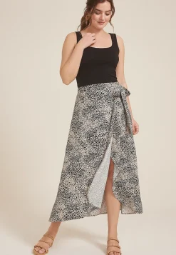 Maurices Skirts-Printed High Rise Wrap Maxi Skirt
