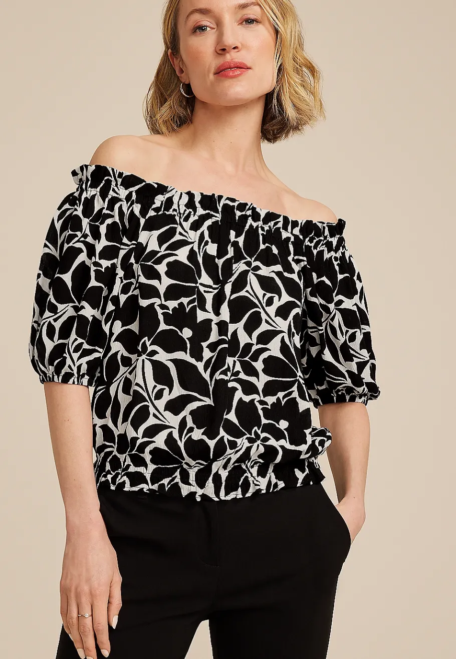Maurices Shirts & Blouses-Printed Off The Shoulder Top