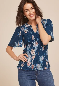Maurices Shirts & Blouses-Printed Smocked Blouse