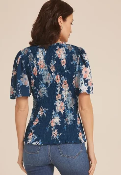 Maurices Shirts & Blouses-Printed Smocked Blouse
