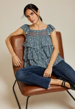 Maurices Shirts & Blouses|Tanks & Camis-Printed Tiered Babydoll Blouse