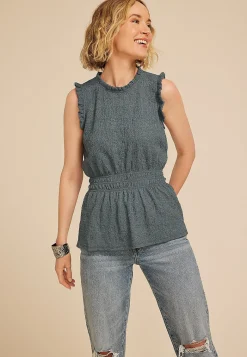 Maurices Tanks & Camis-Pucker Peplum Tank Top