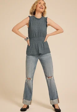 Maurices Tanks & Camis-Pucker Peplum Tank Top