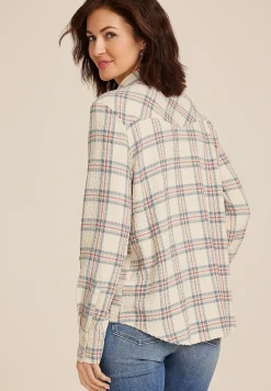 Maurices Plaid & Button Down Shirts-Pucker Plaid Button Down Shirt