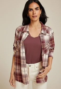Maurices Plaid & Button Down Shirts-Pucker Plaid Button Down Shirt