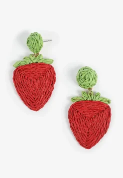 Maurices Earrings-Raffia Strawberry Drop Earrings