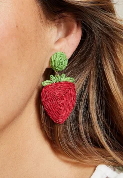 Maurices Earrings-Raffia Strawberry Drop Earrings