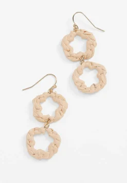 Maurices Earrings-Raffia Wrapped Floral Drop Earrings