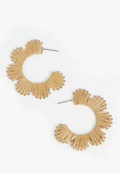 Maurices Earrings-Raffia Wrapped Floral Hoop Earrings