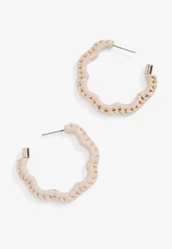 Maurices Earrings-Raffia Wrapped Wavy Hoop Earrings