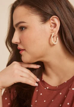 Maurices Earrings-Raffia Wrapped Wavy Hoop Earrings