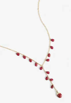 Maurices Necklaces-Red Faux Stone Pendant Y Necklace