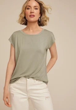 Maurices Tees-Rhinestone Embellished Boat Neck Tee
