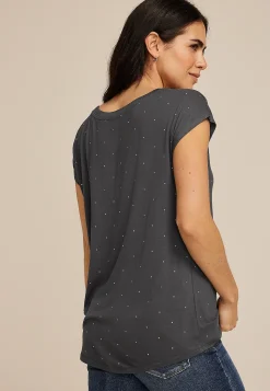 Maurices Tees-Rhinestone Embellished Boat Neck Tee