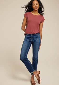 Maurices Tees-Rhinestone Embellished Boat Neck Tee