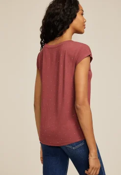 Maurices Tees-Rhinestone Embellished Boat Neck Tee