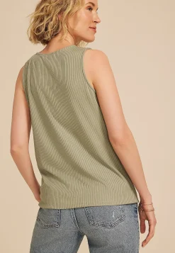 Maurices Tanks & Camis-Ribbed Button Front Tank Top
