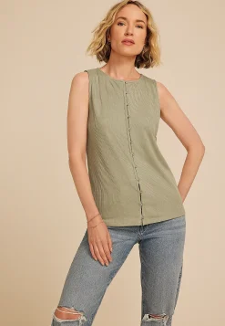 Maurices Tanks & Camis-Ribbed Button Front Tank Top