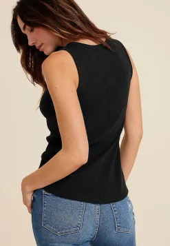 Maurices Tanks & Camis-Ribbed Henley Tank Top