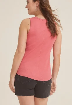 Maurices Tanks & Camis-Ribbed Henley Tank Top