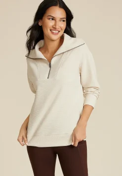 Maurices Sweatshirts-Ribbed Knit Shawl Collar Tunic Sweatshirt