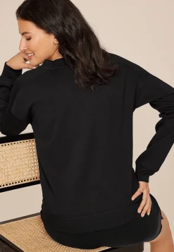 Maurices Sweatshirts-Ribbed Mixed Scuba Knit V Neck Sweatshirt