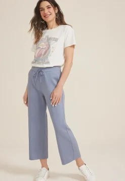 Maurices Joggers & Sweatpants|Crops & Capris-Ribbed Scuba Knit High Rise Wide Leg Cropped Pant