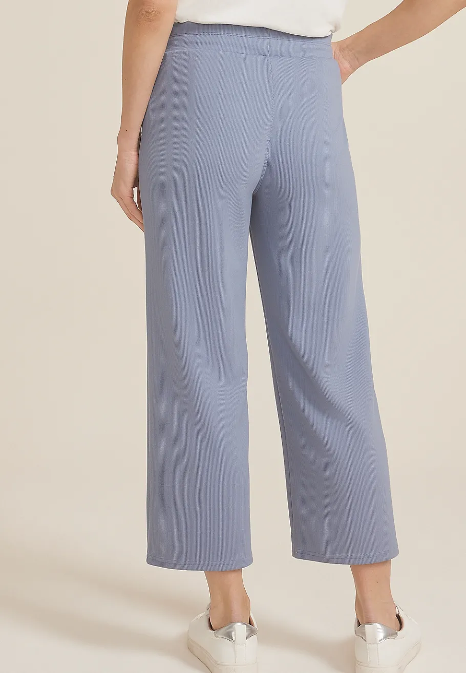 Maurices Joggers & Sweatpants|Crops & Capris-Ribbed Scuba Knit High Rise Wide Leg Cropped Pant