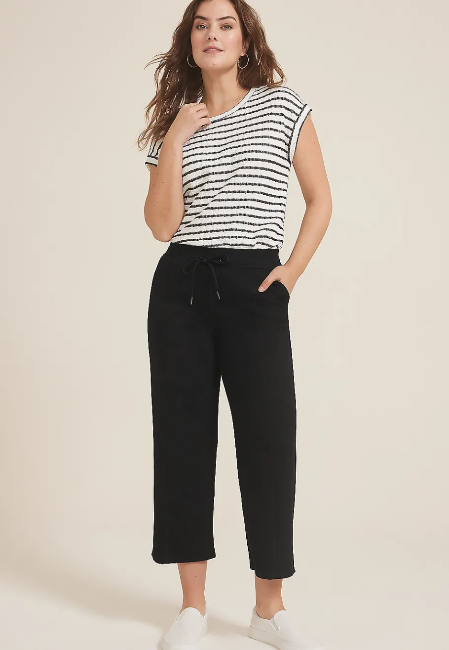 Maurices Joggers & Sweatpants|Crops & Capris-Ribbed Scuba Knit High Rise Wide Leg Cropped Pant