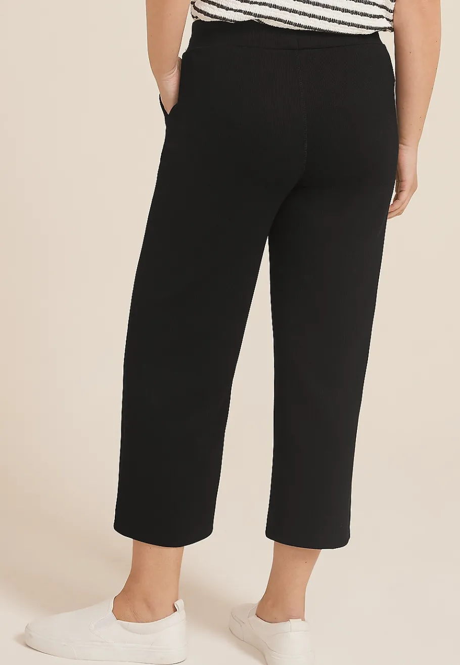 Maurices Joggers & Sweatpants|Crops & Capris-Ribbed Scuba Knit High Rise Wide Leg Cropped Pant