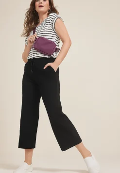 Maurices Joggers & Sweatpants|Crops & Capris-Ribbed Scuba Knit High Rise Wide Leg Cropped Pant