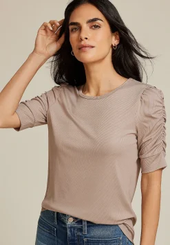 Maurices Tees-Ruched Puff Sleeve Top