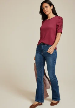 Maurices Tees-Ruched Puff Sleeve Top