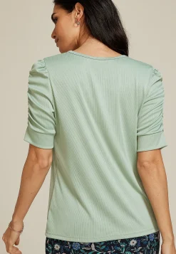 Maurices Tees-Ruched Puff Sleeve Top