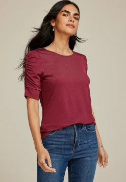 Maurices Tees-Ruched Puff Sleeve Top