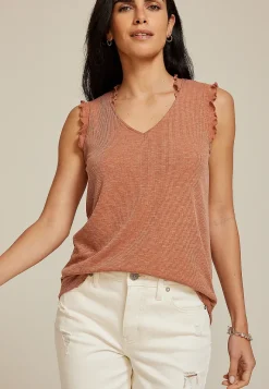 Maurices Tanks & Camis-Ruffle Trim V Neck Tank Top