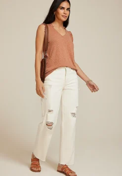 Maurices Tanks & Camis-Ruffle Trim V Neck Tank Top