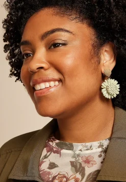 Maurices Earrings-Floral Raffia Drop Earrings