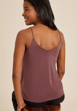 Maurices Tanks & Camis-Sandwash Lace Trim V Neck Swing Cami