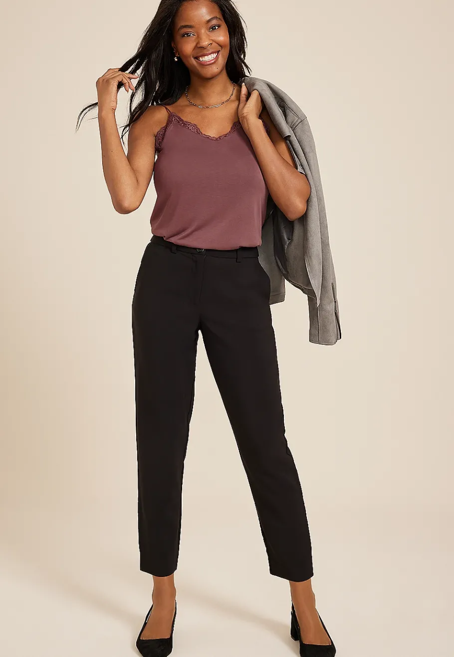 Maurices Tanks & Camis-Sandwash Lace Trim V Neck Swing Cami