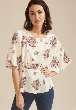 Maurices Shirts & Blouses-Satin Dolman Sleeve Peplum Blouse
