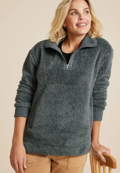 Maurices Sweatshirts-Sherpa Pullover Sweatshirt