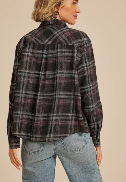 Maurices Plaid & Button Down Shirts-Shorty Utility Plaid Button Down Shirt