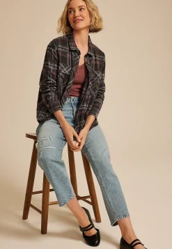 Maurices Plaid & Button Down Shirts-Shorty Utility Plaid Button Down Shirt