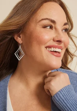 Maurices Earrings-Hammered Double Diamond Shape Drop Earrings