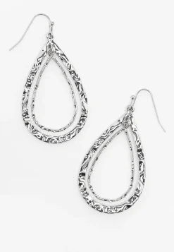 Maurices Earrings-Hammered Double Teardrop Earrings
