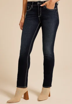 Maurices Straight Jeans|Straight Jeans-Silver Jeans Co.® Dark Suki Curvy Mid Rise Luxe Stretch Straight Jean