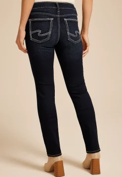 Maurices Straight Jeans|Straight Jeans-Silver Jeans Co.® Dark Suki Curvy Mid Rise Luxe Stretch Straight Jean