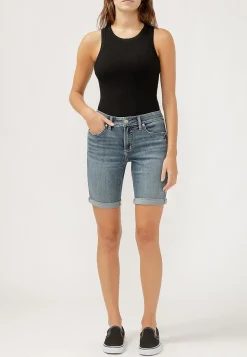 Maurices Shorts|Jean Shorts-Silver Jeans Co.® Elyse Mid Rise Luxe Stretch Rolled Hem 9in Bermuda Short