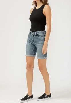 Maurices Shorts|Jean Shorts-Silver Jeans Co.® Elyse Mid Rise Luxe Stretch Rolled Hem 9in Bermuda Short